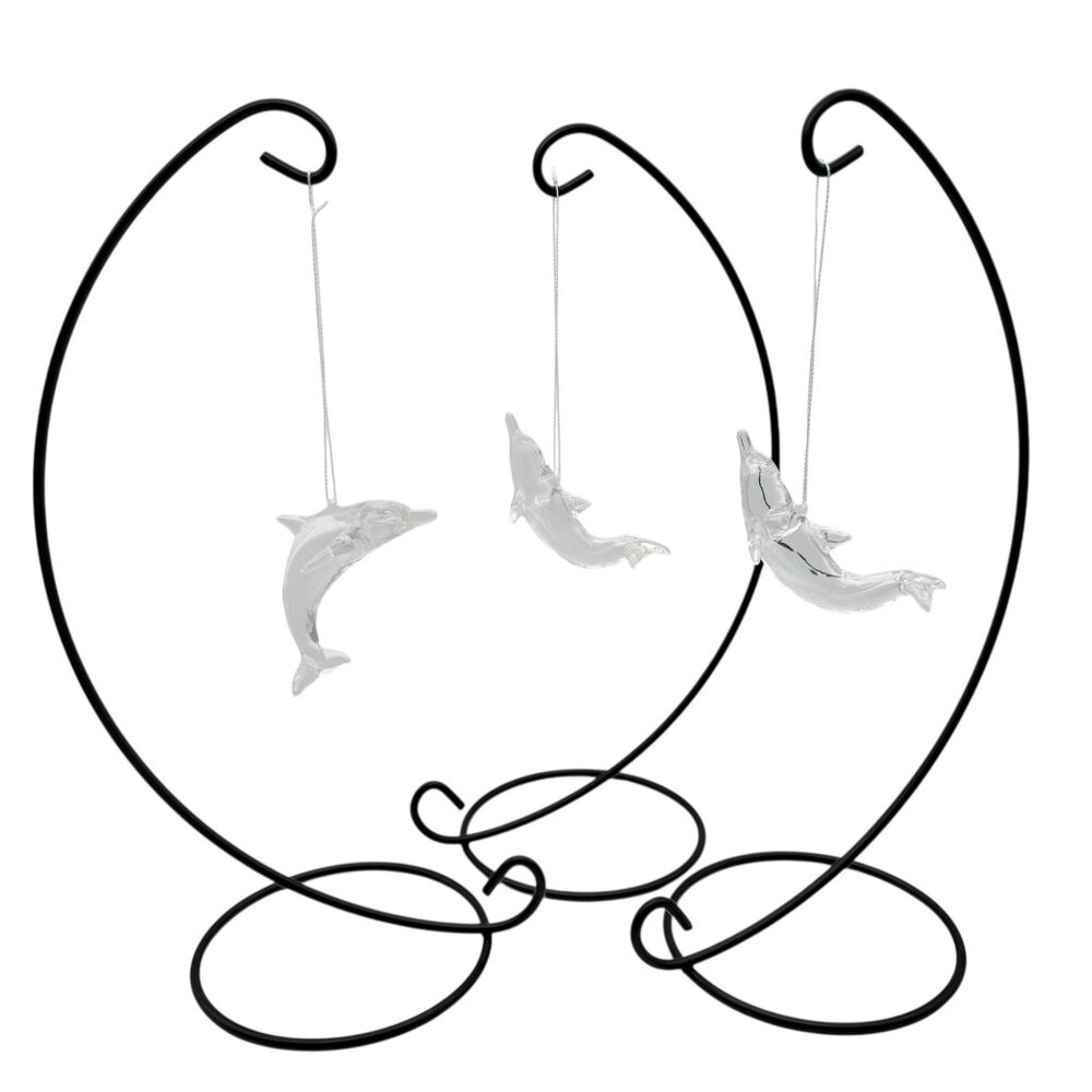 Set Of 3 Clear Acrylic Dolphin Ornaments